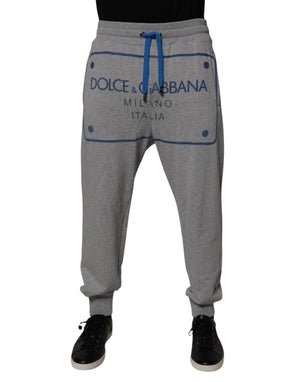 Dolce & Gabbana Graue Logo-Baumwoll-Jogger-Sweatpants für Männer