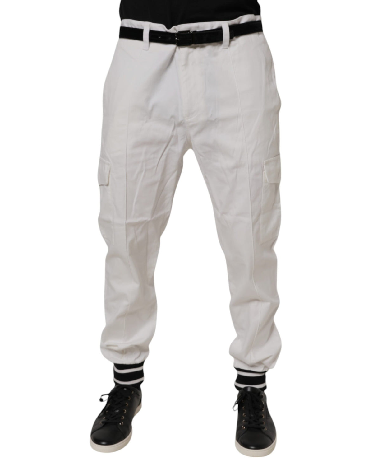 Dolce & Gabbana Weiße Baumwoll-Jogger-Cargo-Skinny-Hose