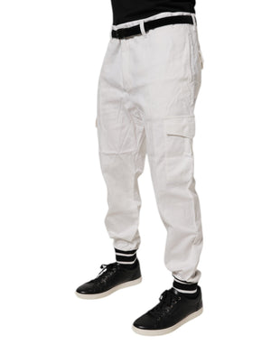 Dolce & Gabbana Weiße Baumwoll-Jogger-Cargo-Skinny-Hose