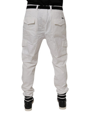 Dolce & Gabbana Weiße Baumwoll-Jogger-Cargo-Skinny-Hose