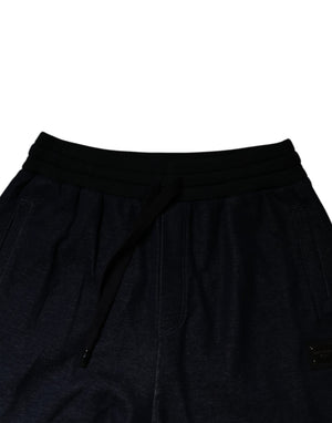 Dolce & Gabbana Schwarzer Jacquard-Jogger Herren-Sweatpants Hose