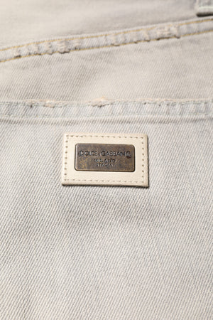 Dolce & Gabbana Hellgraue Skinny Denim Jeans aus Baumwolle