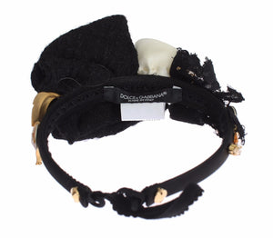 Dolce & Gabbana Diadem Stirnband Tiara Weiß Rose Kristall Haar Gold