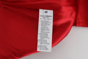 Dolce & Gabbana Rote Seidenkristallrosen Shorts