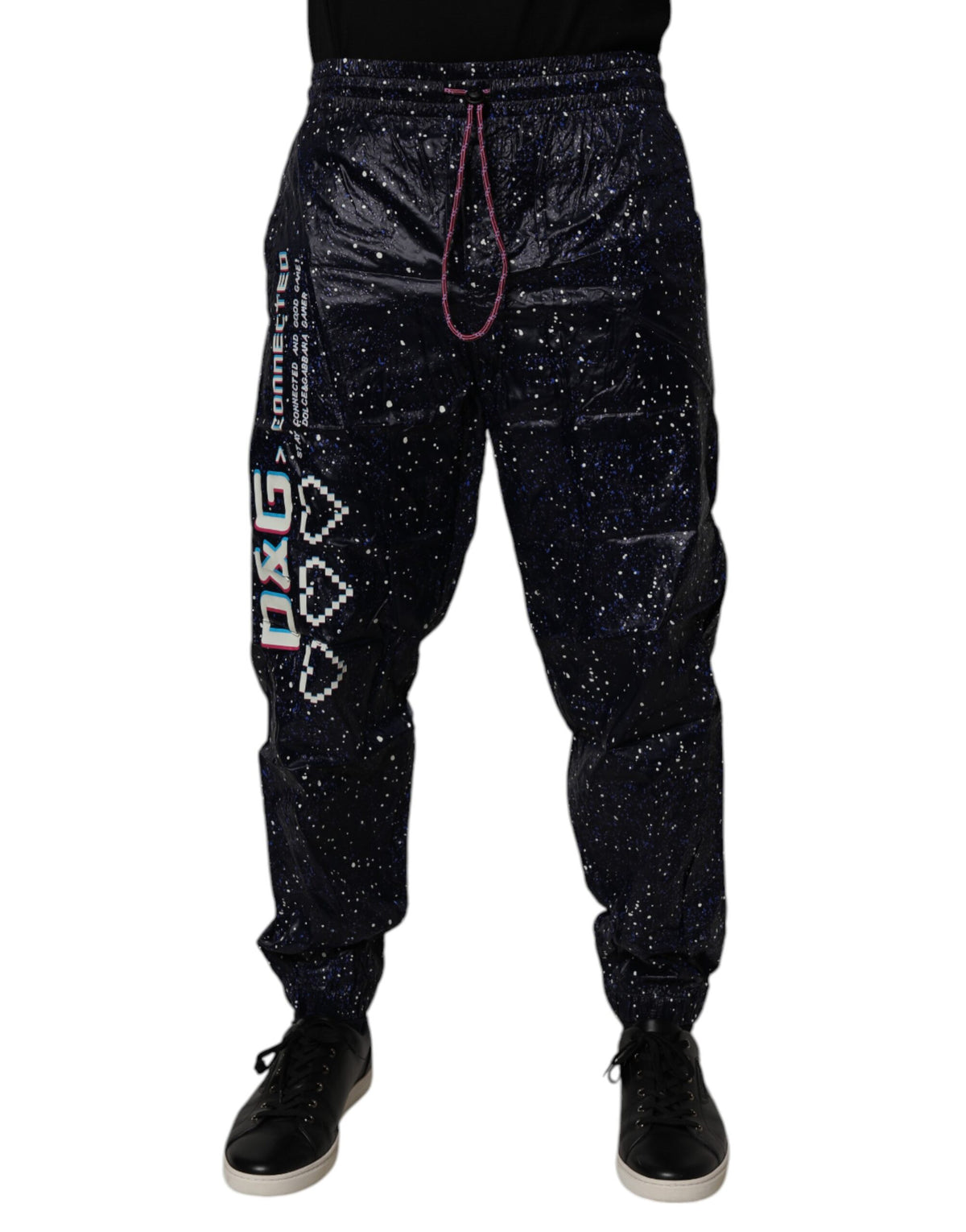 Dolce & Gabbana Dunkelblaue DG Game Print Baumwoll-Jogger-Hose