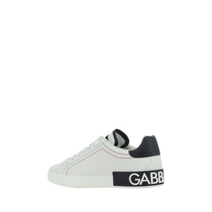 Dolce & Gabbana Weiße Low-Top-Sneaker aus Kalbsleder Bos Taurus
