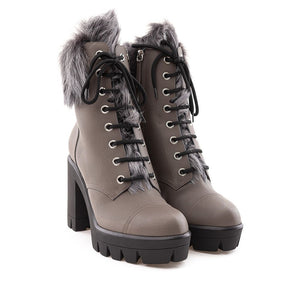 Giuseppe Zanotti Beigefarbene Schnürstiefel aus Öko-Leder