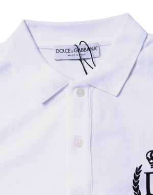 Dolce & Gabbana Weißes Baumwollkragen-Polo-T-Shirt für Männer