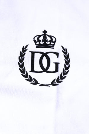 Dolce & Gabbana Weißes Baumwollkragen-Polo-T-Shirt für Männer