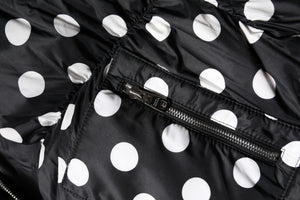 Dolce & Gabbana Schwarz-weiß gepunktete Pufferjacke mit durchgehendem Reißverschluss