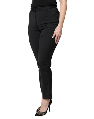 Dolce & Gabbana Schwarze Polyesterhose mit hoher Taille