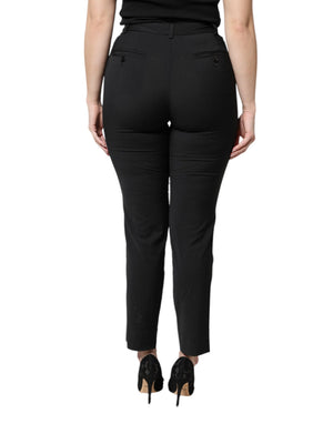 Dolce & Gabbana Schwarze Polyesterhose mit hoher Taille