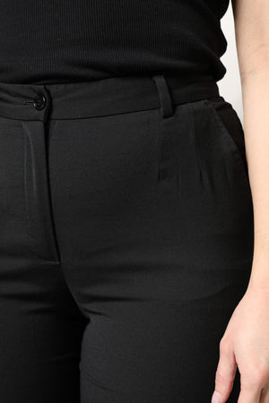 Dolce & Gabbana Schwarze Polyesterhose mit hoher Taille