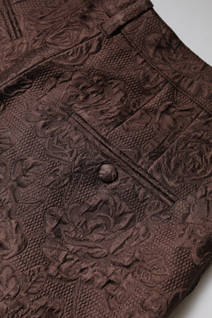 Dolce & Gabbana Brauner Brokat mit Blumenmuster und mittlerer Taille Mini Short