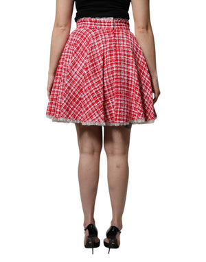 Dolce & Gabbana Rot Weiß Hohe Taille A-Linie Über dem Knie Rock