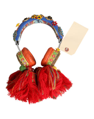 Dolce & Gabbana Multicolor Whimsical Tasseled Crystal Headset Kopfhörer