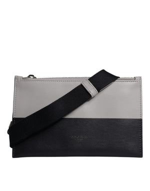 Dolce & Gabbana Schwarz-weißes Leder mit Logo-Prägung Crossbody Bag