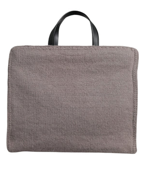 Dolce & Gabbana Graue Alpakawolle Logo-Plakette Tote Umhängetasche