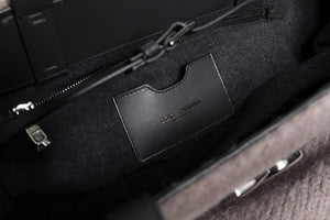 Dolce & Gabbana Graue Alpakawolle Logo-Plakette Tote Umhängetasche