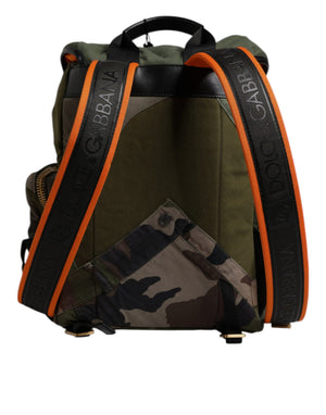 Dolce & Gabbana Militärgrünes Patchwork Schulrucksack Tasche