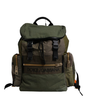 Dolce & Gabbana Militärgrünes Patchwork-Reiserucksacktasche