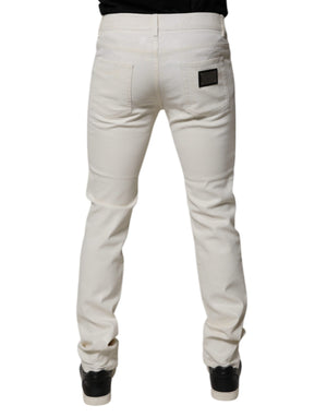 Dolce & Gabbana Weiße Baumwoll-Stretch-Skinny-Jeans