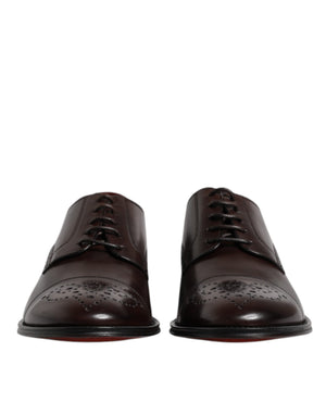 Dolce & Gabbana Maroon Kalbsleder Derby Herren Anzugschuhe