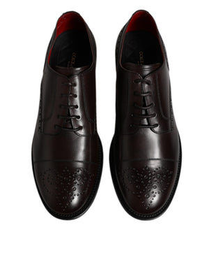 Dolce & Gabbana Maroon Kalbsleder Derby Herren Anzugschuhe