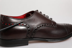 Dolce & Gabbana Maroon Kalbsleder Derby Herren Anzugschuhe