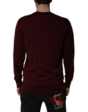 Dolce & Gabbana Kastanienbrauner Kaschmir-Pullover mit V-Ausschnitt für Männer