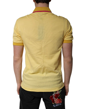 Dolce & Gabbana Gelbes Logo-Polo-T-Shirt aus Baumwolle mit Kragen