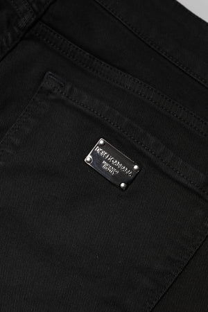 Dolce & Gabbana Schwarze Skinny Denim Jeans mit mittlerer Taille aus Baumwolle