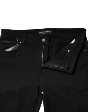 Dolce & Gabbana Schwarze Skinny Denim Jeans mit mittlerer Taille aus Baumwolle
