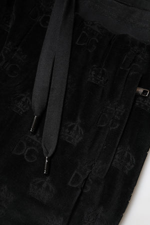 Dolce & Gabbana Schwarze Jogginghose mit All-Over DG-Logo-Print