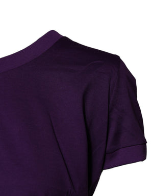 Dolce & Gabbana Violettes Baumwoll-T-Shirt mit Rundhalsausschnitt und kurzen Ärmeln