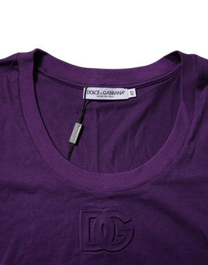 Dolce & Gabbana Violettes Baumwoll-T-Shirt mit Rundhalsausschnitt und kurzen Ärmeln