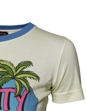 Dolce & Gabbana Hellgelbes Baumwoll-T-Shirt mit kurzen Ärmeln