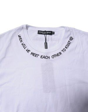 Dolce & Gabbana Weißes ärmelloses bedrucktes Tank-T-Shirt aus Baumwolle