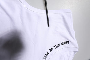 Dolce & Gabbana Weißes ärmelloses bedrucktes Tank-T-Shirt aus Baumwolle