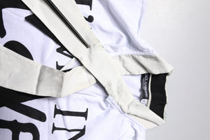 Dolce & Gabbana Weißes T-Shirt mit Ascot-Kragen aus Baumwoll-Seidenmischung