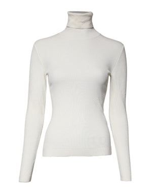 Dolce & Gabbana Cremefarbener Rollkragenpullover mit langen Ärmeln