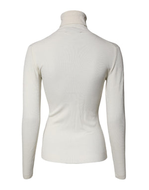 Dolce & Gabbana Cremefarbener Rollkragenpullover mit langen Ärmeln