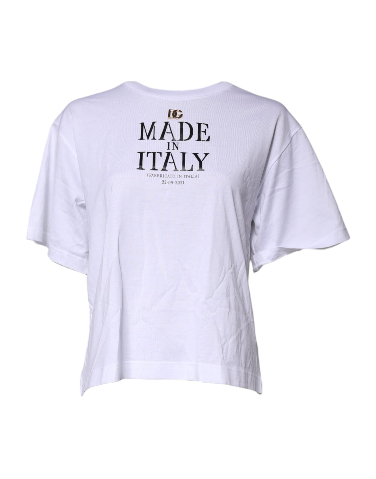 Dolce & Gabbana Weißes bedrucktes Baumwoll-T-Shirt mit Rundhalsausschnitt