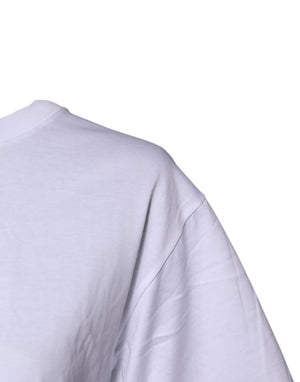Dolce & Gabbana Weißes bedrucktes Baumwoll-T-Shirt mit Rundhalsausschnitt