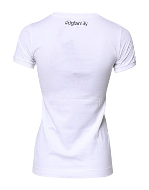 Dolce & Gabbana Weißes Baumwoll-T-Shirt mit #DGFAMILY-Stickerei