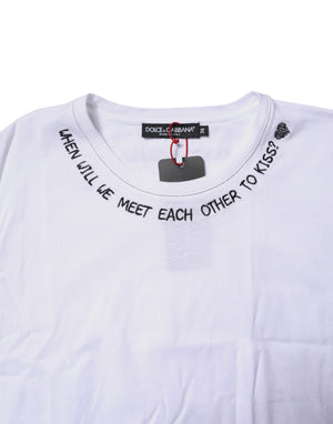 Dolce & Gabbana Weißes ärmelloses bedrucktes Tank-T-Shirt aus Baumwolle