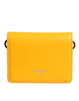 Dolce & Gabbana Gelbe Leder Bifold Card Holder Crossbody Tasche