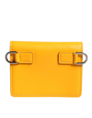 Dolce & Gabbana Gelbe Leder Bifold Card Holder Crossbody Tasche