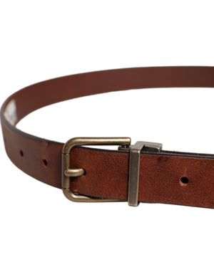 Dolce & Gabbana Brauner Leder Metallschnalle Klassischer Gürtel