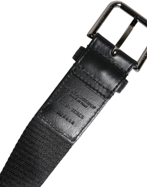 Dolce & Gabbana Schwarzer blauer Polyestergürtel mit gedruckter Metallschnalle